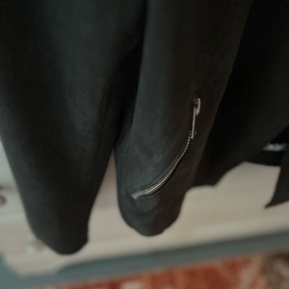 TAHARI Faux Leather Women's Charcoal Blazer/Jacket OPEN FRONT with zippers-Snaps - Picture 6 of 13